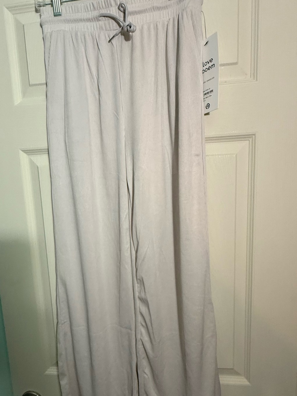 Cream Wide-Leg Lounge Pants